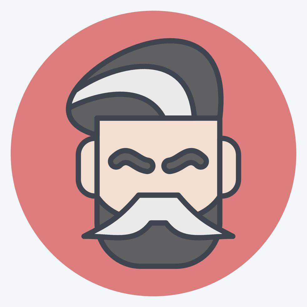 ícone bigode e barba. adequado para símbolo de barbearia. estilo mate de cor. design simples editável. vetor de modelo de design. ilustração simples