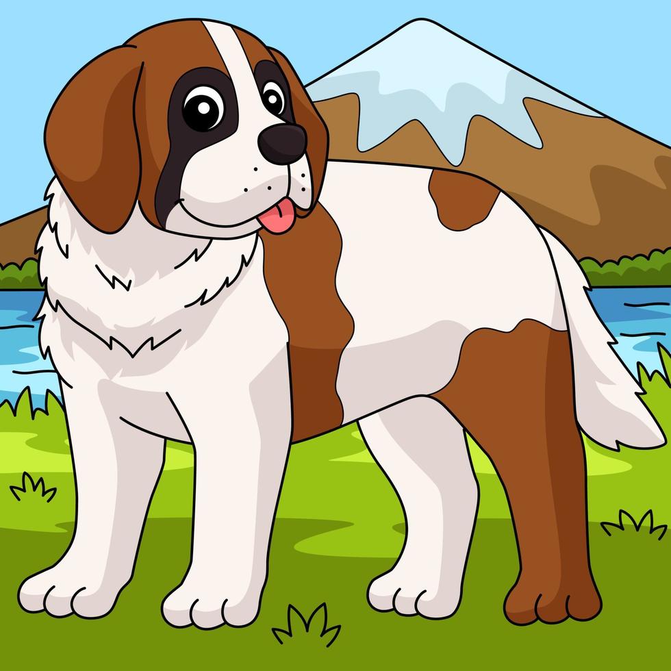 ilustração de desenho animado colorido de cachorro de são bernardo vetor