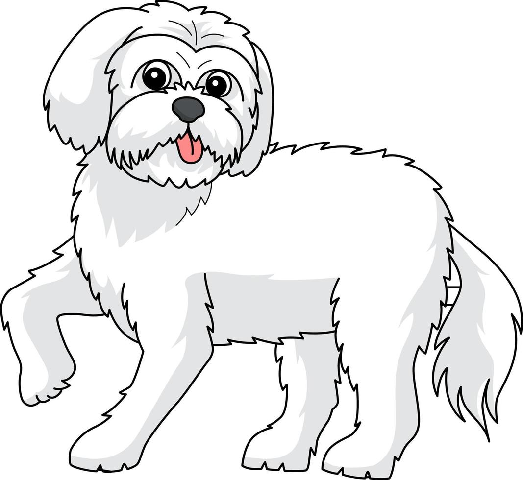 ilustração de clipart colorida de desenho animado de cão maltês vetor