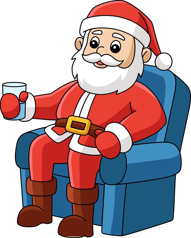 natal papai noel sentado em um clipart de desenho de cadeira vetor