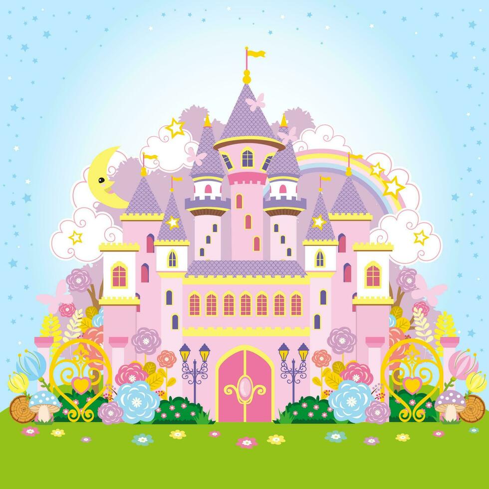 ilustração de castelo de conto de fadas de princesa vetor