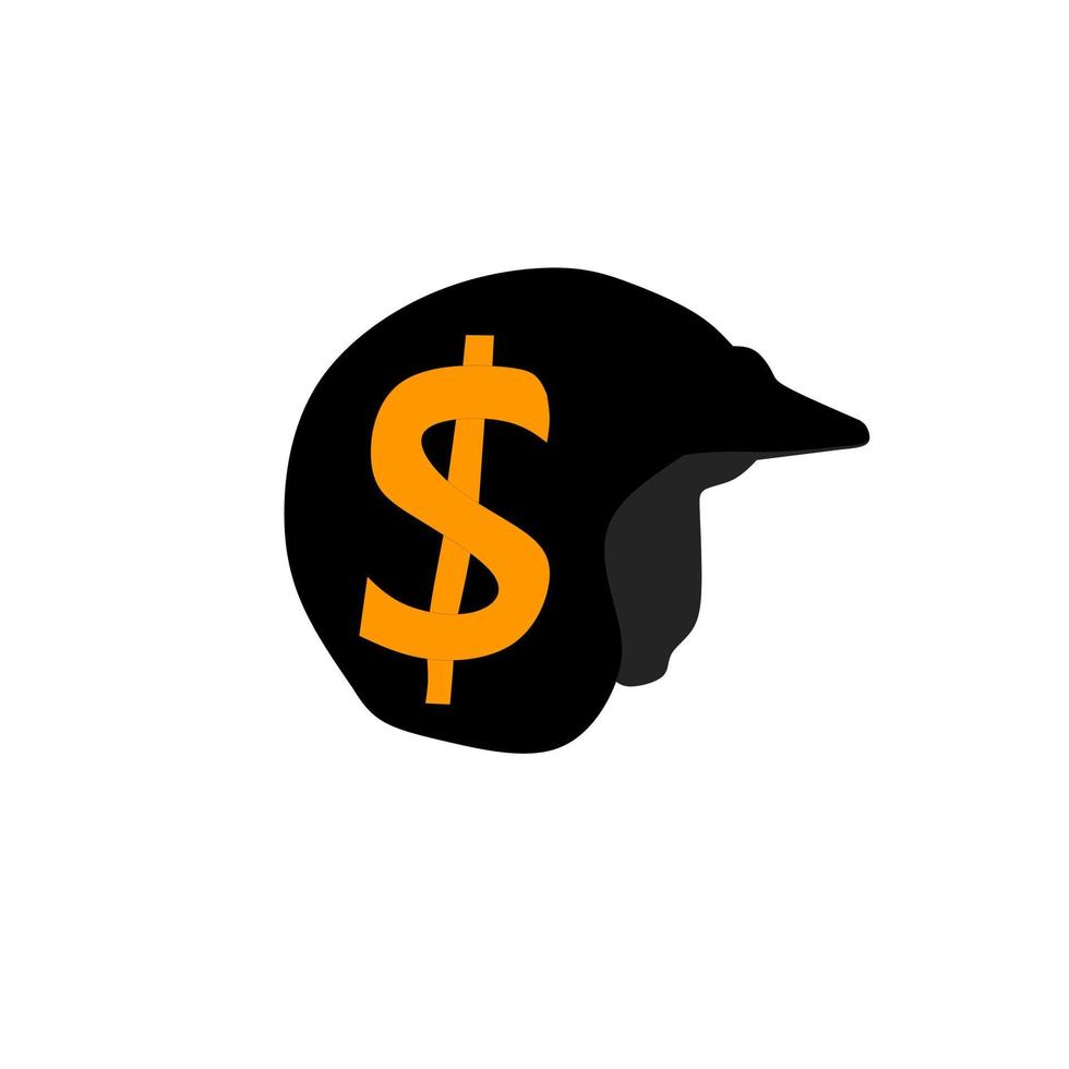 uma ilustração de um capacete com um símbolo de dinheiro vetor
