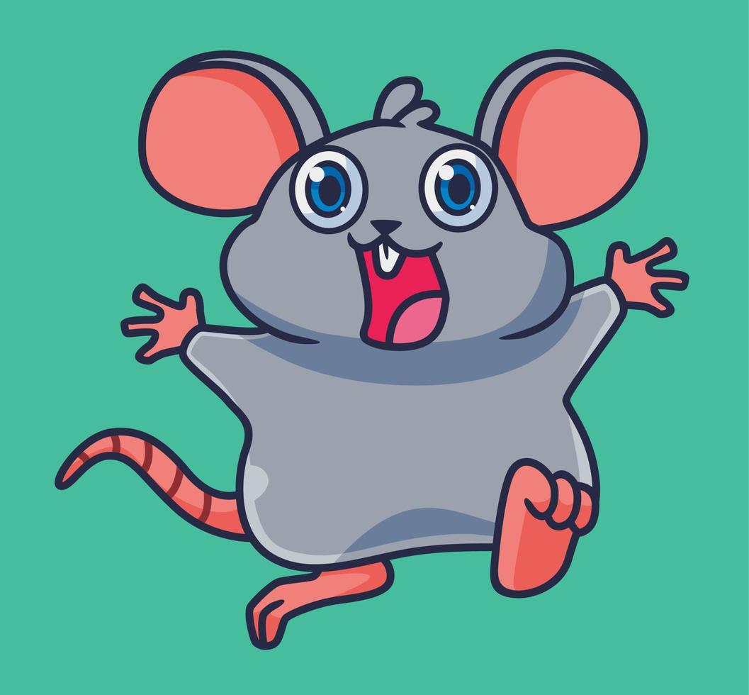 sorriso feliz do rato bonito dos desenhos animados. vetor de ilustração animal de desenho animado isolado