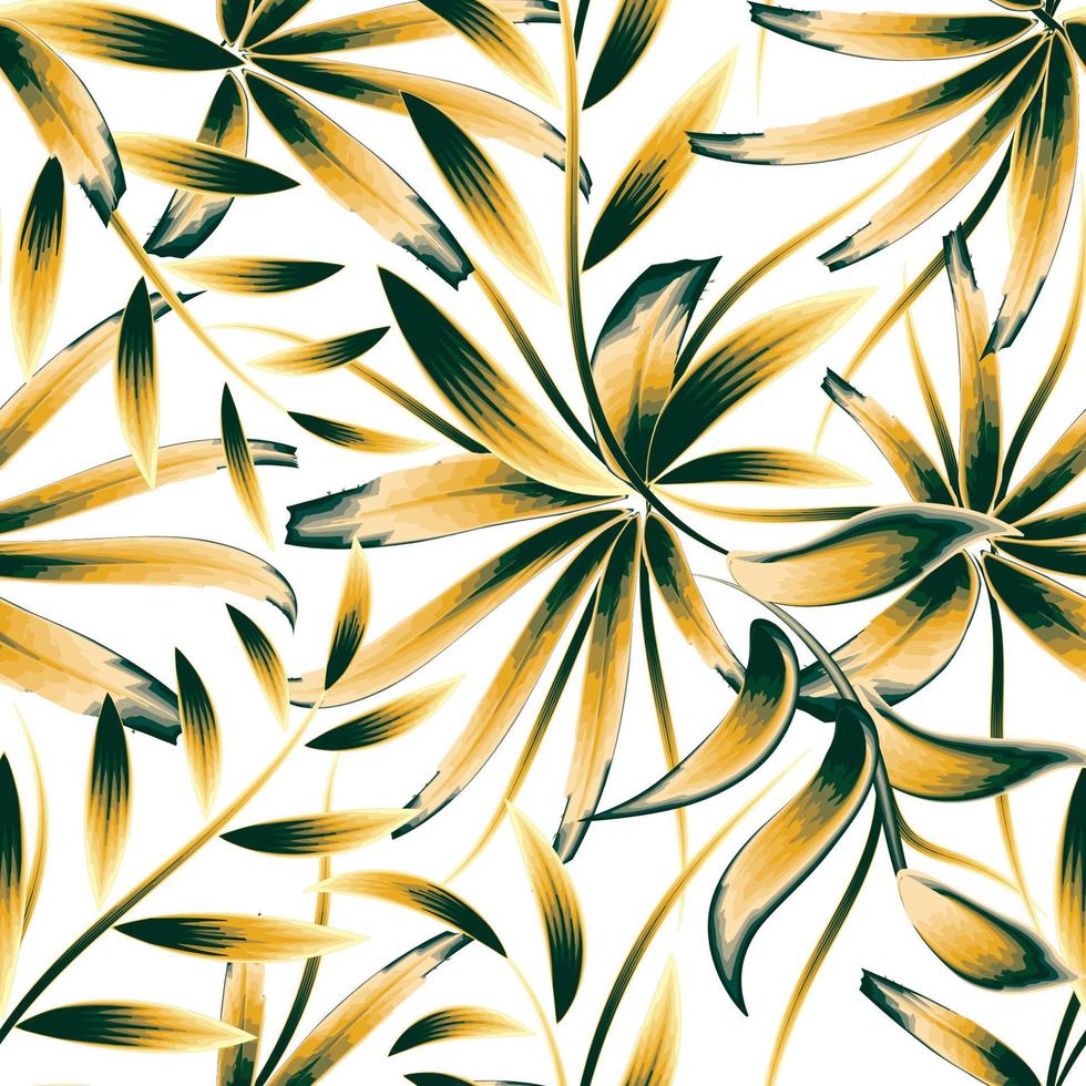 padrão sem emenda com folhas de bambu em um fundo branco. bambu colorido deixa ilustração em vetor padrão sem emenda. textura de design de impressão de tecido. papel de parede da natureza. fundo tropical. verão