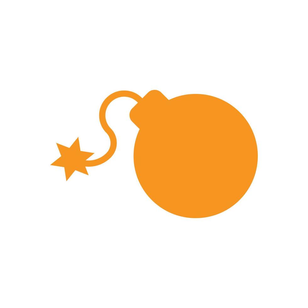 bomba de vetor laranja eps10 com ícone sólido de fusível aceso isolado no fundo branco. símbolo cheio de boom em um estilo moderno simples e moderno para o design do seu site, logotipo, pictograma e aplicativo móvel
