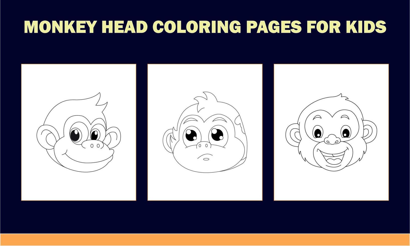 livro de colorir cabeça de macaco para crianças vetor