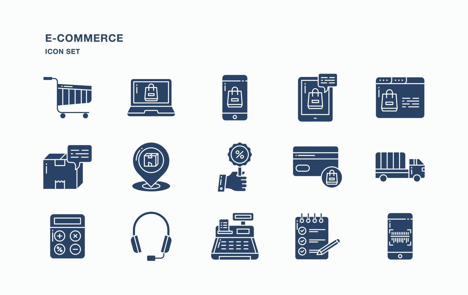 conjunto de ícones de comércio eletrônico e venda online vetor