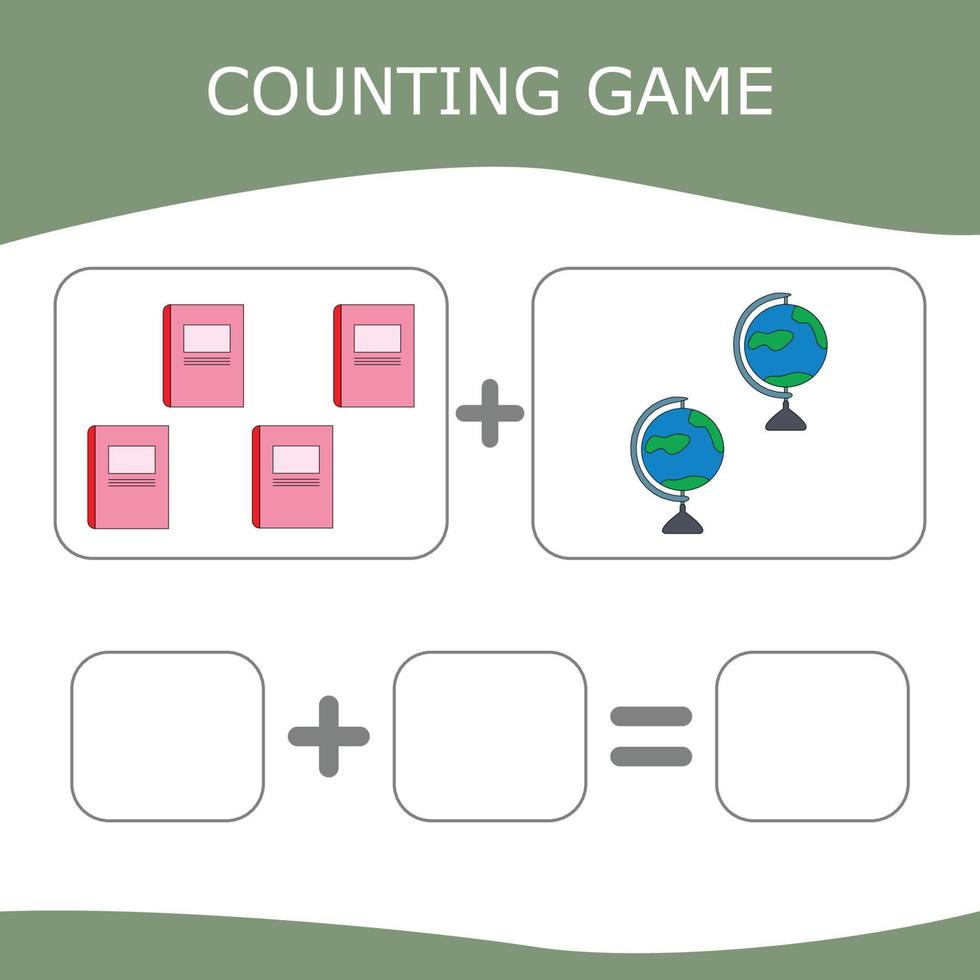 jogo de contagem para crianças pré-escolares. planilha para crianças pré-escolares, folha de atividades para crianças, planilha para impressão vetor