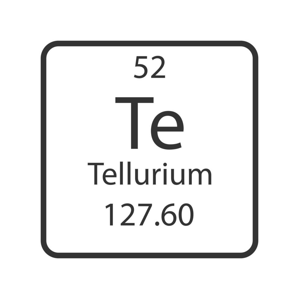 símbolo de telúrio. elemento químico da tabela periódica. ilustração vetorial. vetor