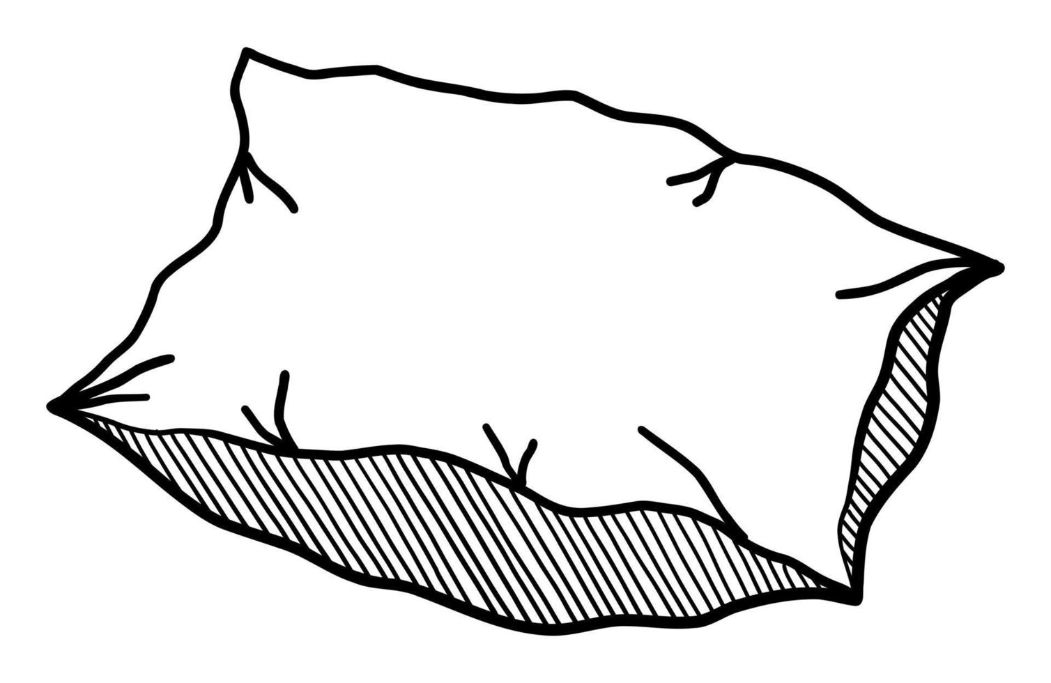 ilustração em vetor de um travesseiro macio isolado em um fundo branco. rabisco desenho a mão