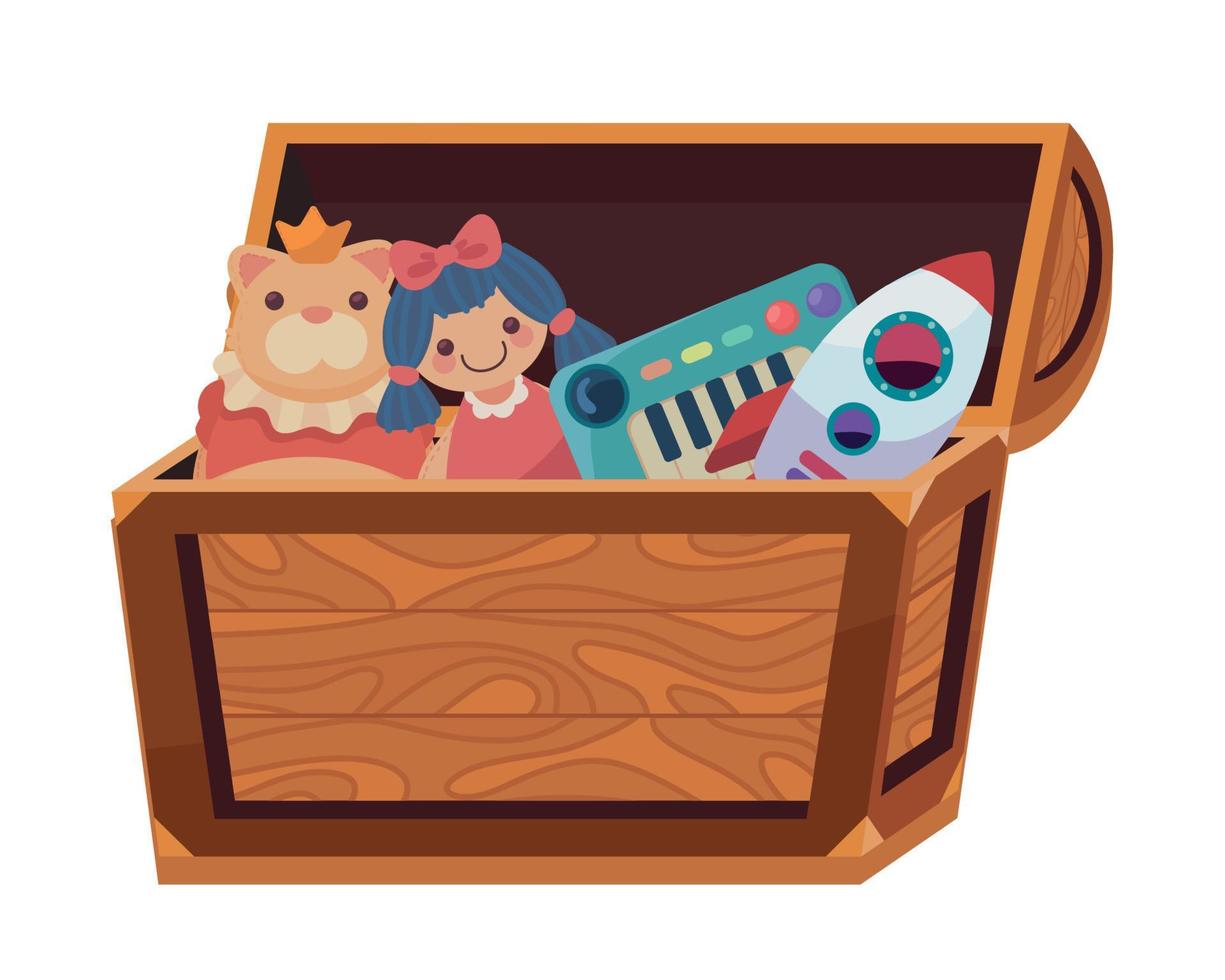 caixa de brinquedos dos desenhos animados vetor