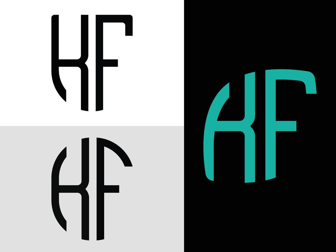 pacote de designs de logotipo de letras iniciais criativas kf. vetor