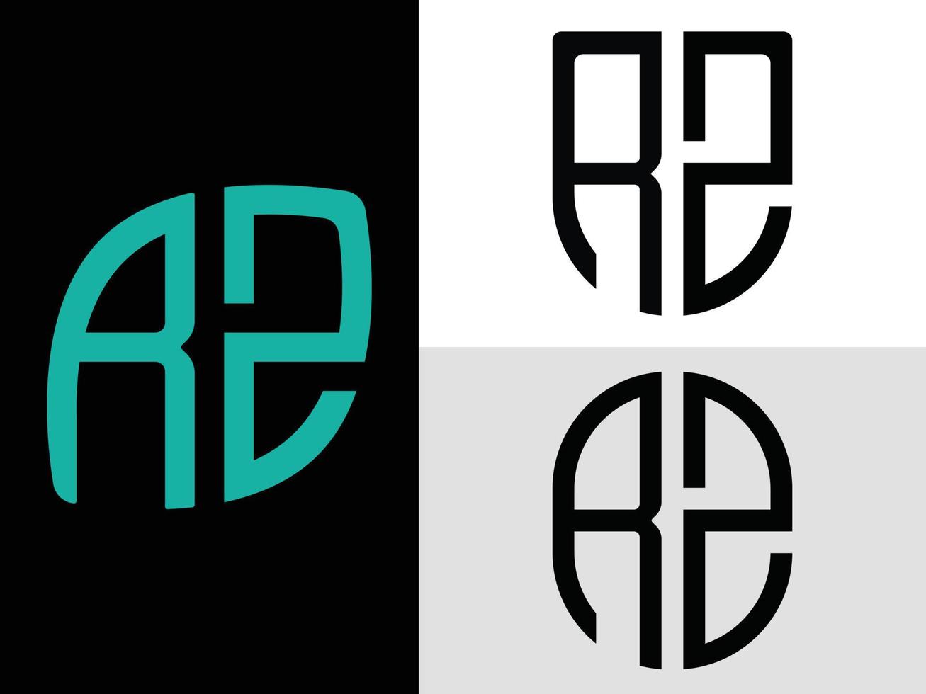 pacote de designs de logotipo de letras iniciais criativas rz. vetor