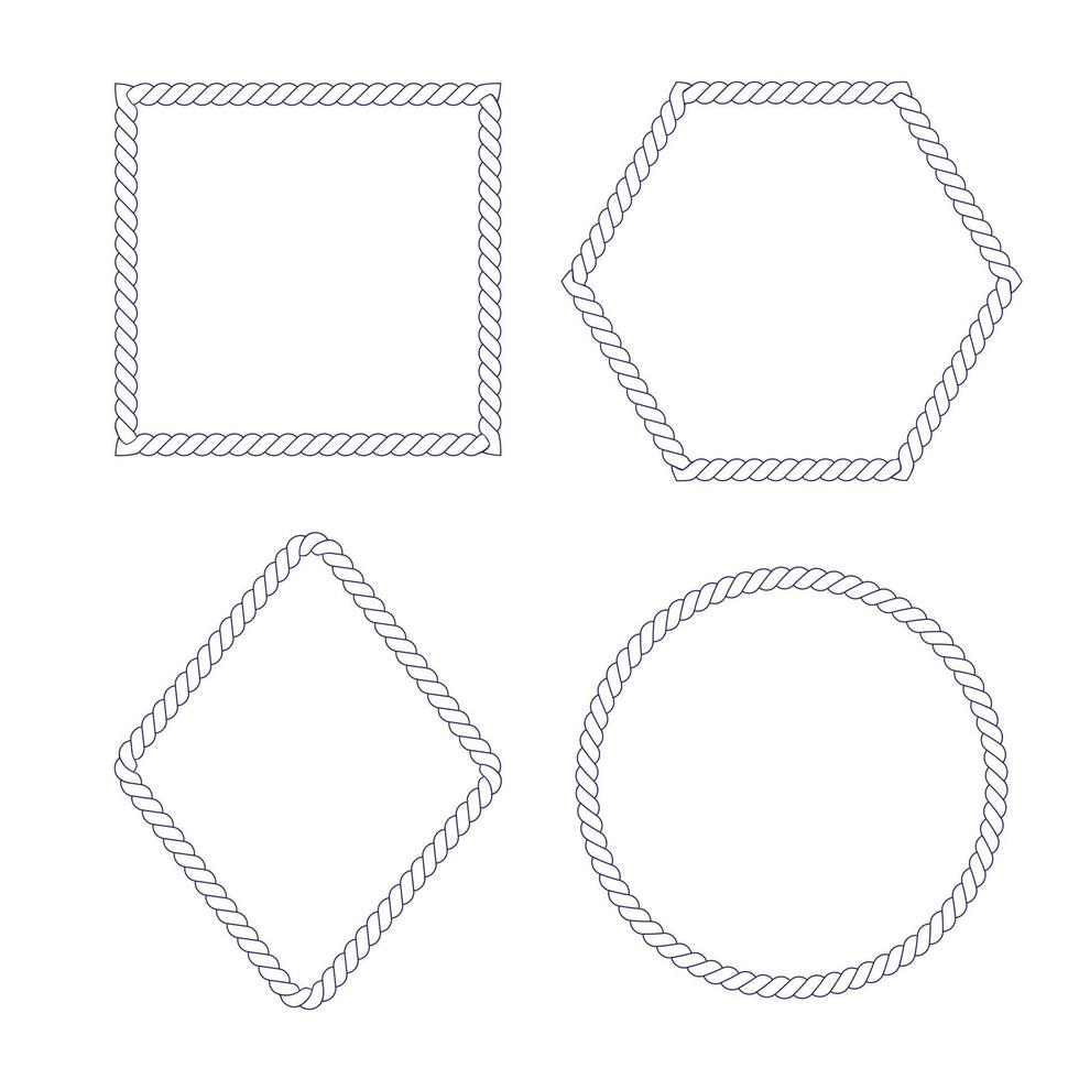 quadros de corda definir ilustração vetorial. coleção de formas isoladas no fundo branco. para decoração e design em estilo marinho. vetor