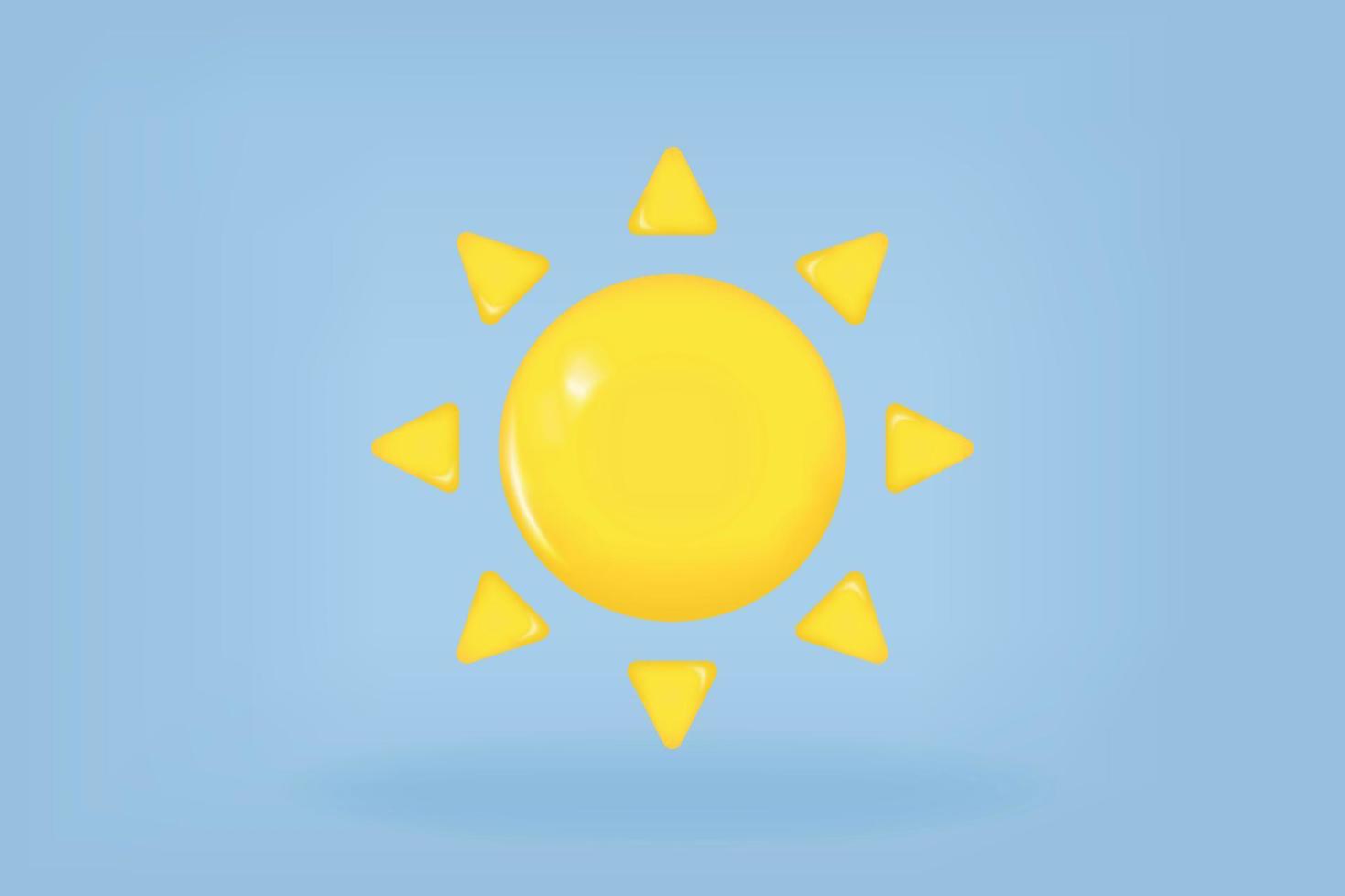 sol amarelo com raios, estrela do sol. ícone de vetor de renderização 3D em estilo minimalista de desenho animado. verão, clima, conceito de espaço.