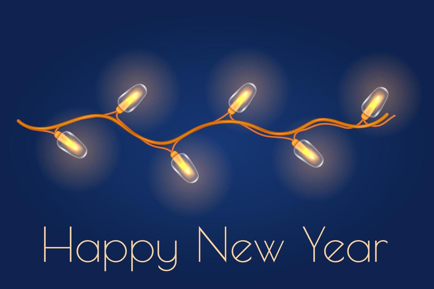 guirlanda de natal brilhante. elemento decorativo de ano novo de lâmpadas laranja. efeito de luz de design 3d realista. ilustração vetorial vetor