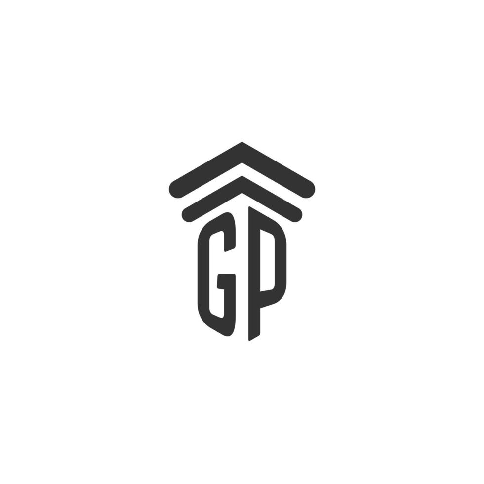 gp inicial para design de logotipo de escritório de advocacia vetor