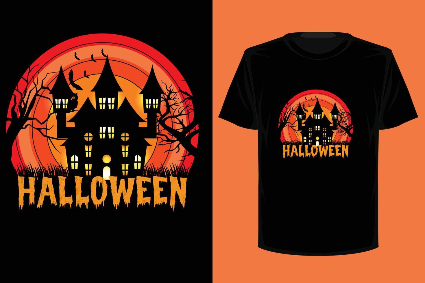 design de t-shirt de gráficos na moda de halloween vetor