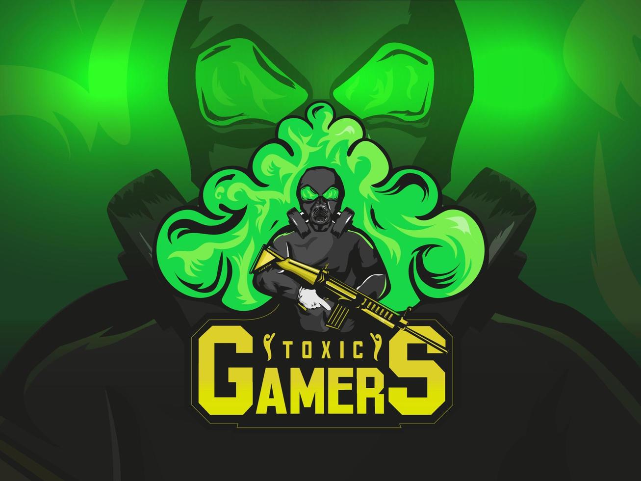 design de logotipo de mascote de esport gamer tóxico vetor