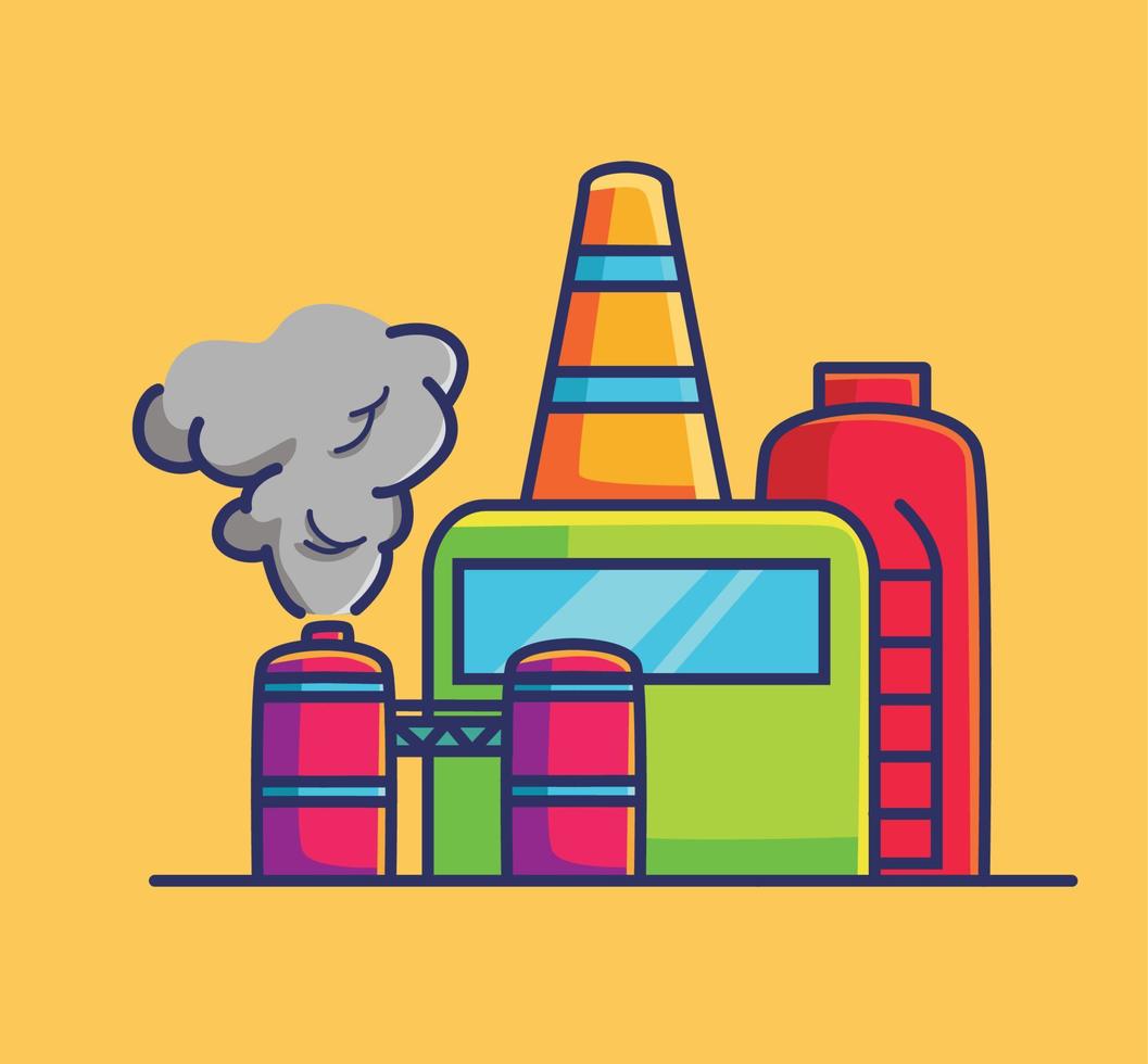 ilustração de poluição de fábrica. ícone de ilustração de estilo de desenho plano mascote de logotipo de vetor premium adequado para personagem de banner de web design