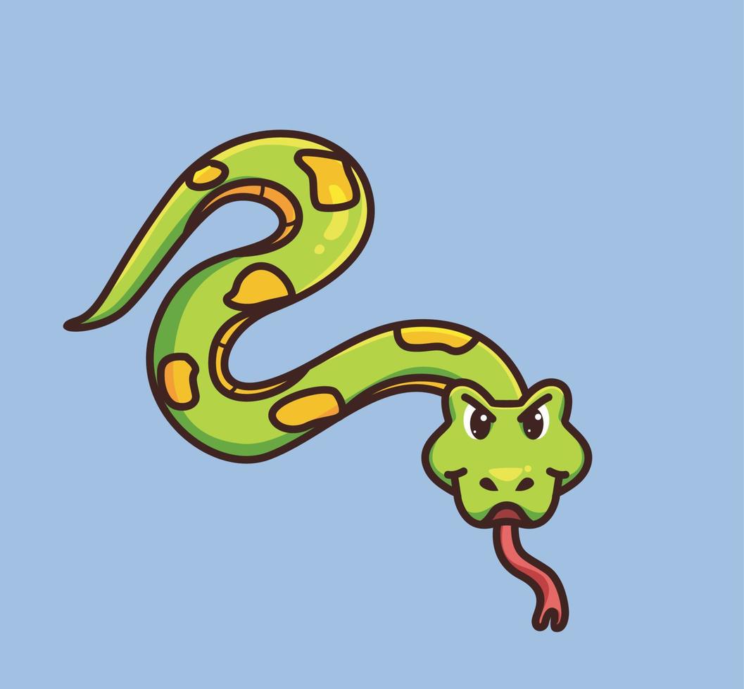 Ilustração dos desenhos animados de cobra verde bonito, Vetor Premium