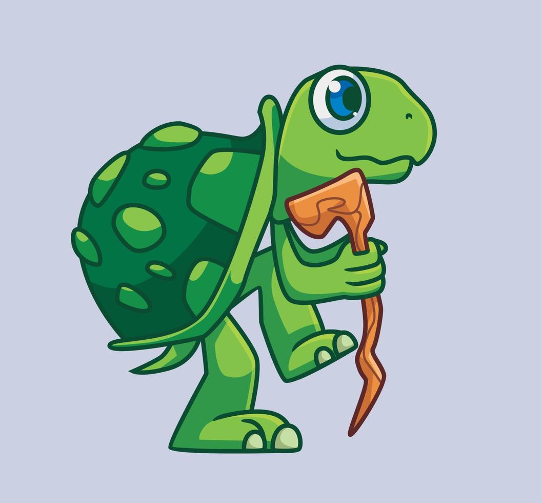 tartaruga de desenho animado bonito andando. vetor de ilustração animal de desenho animado isolado
