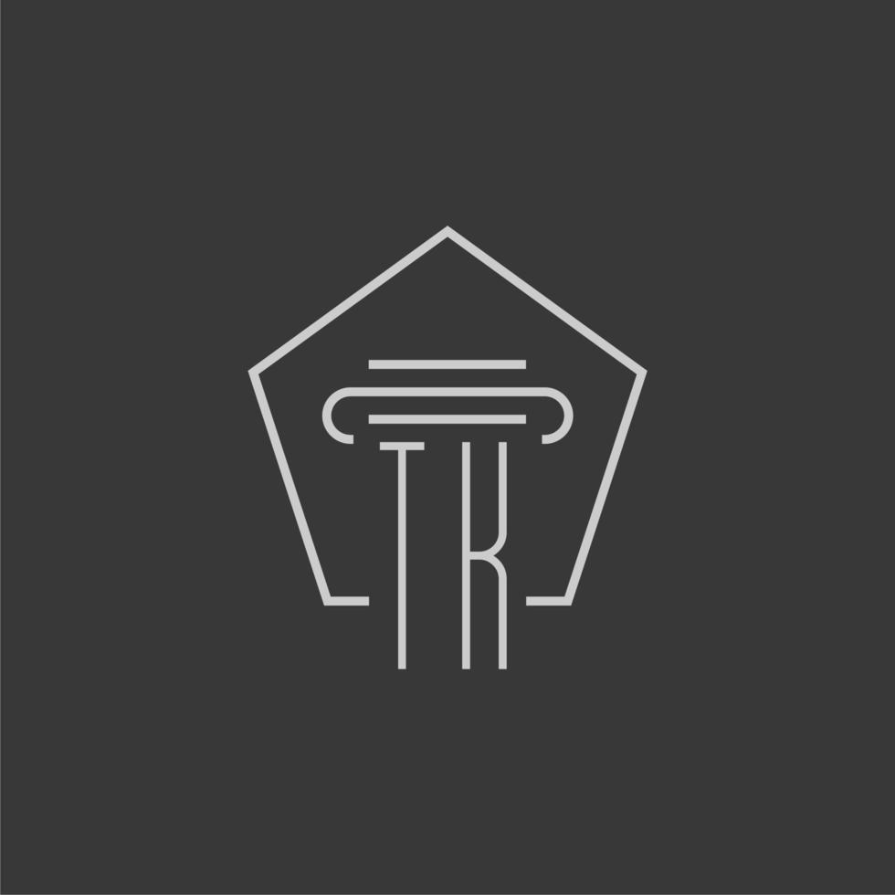 monograma inicial tk com design de logotipo de pilar monoline vetor