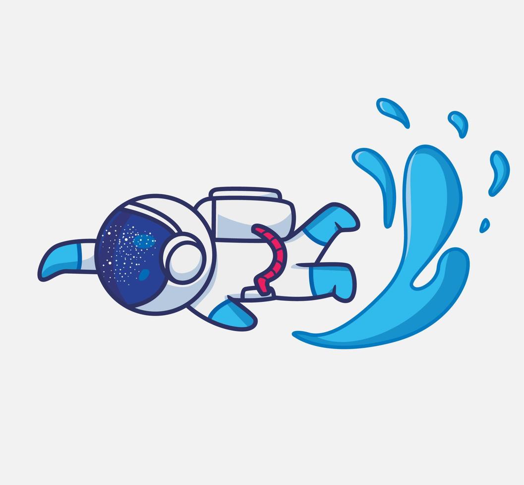 astronauta bonito nadando em bolhas do oceano. desenhos animados viagens férias férias verão conceito isolado ilustração. estilo plano adequado para vetor de logotipo premium de design de ícone de adesivo. personagem mascote