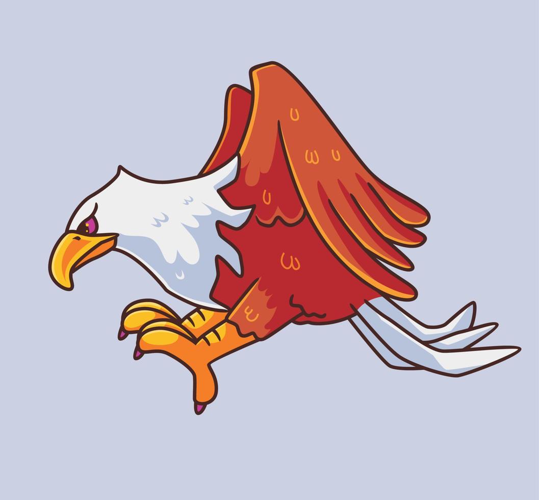 pose de caça de águia fofa. ilustração animal isolada. vetor premium de ícone de adesivo de estilo simples