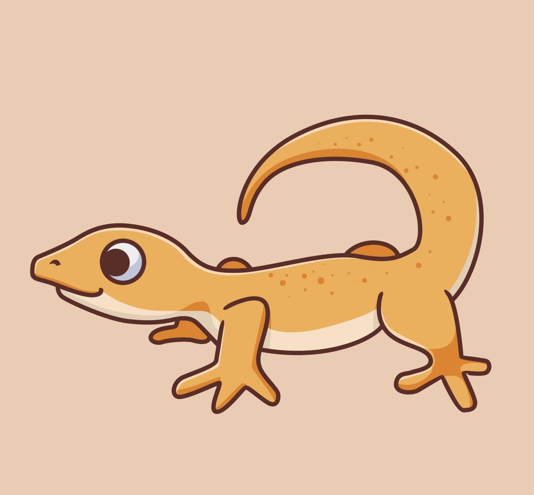 lagarto de parede amarelo. ilustração animal isolada. vetor premium de ícone de adesivo de estilo simples