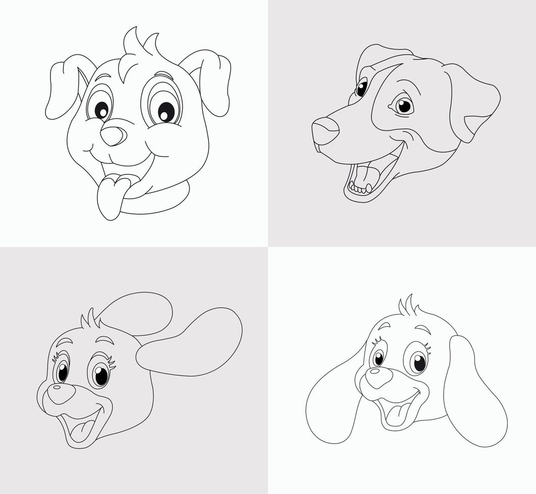 livro de colorir cabeça de cachorro para crianças vetor