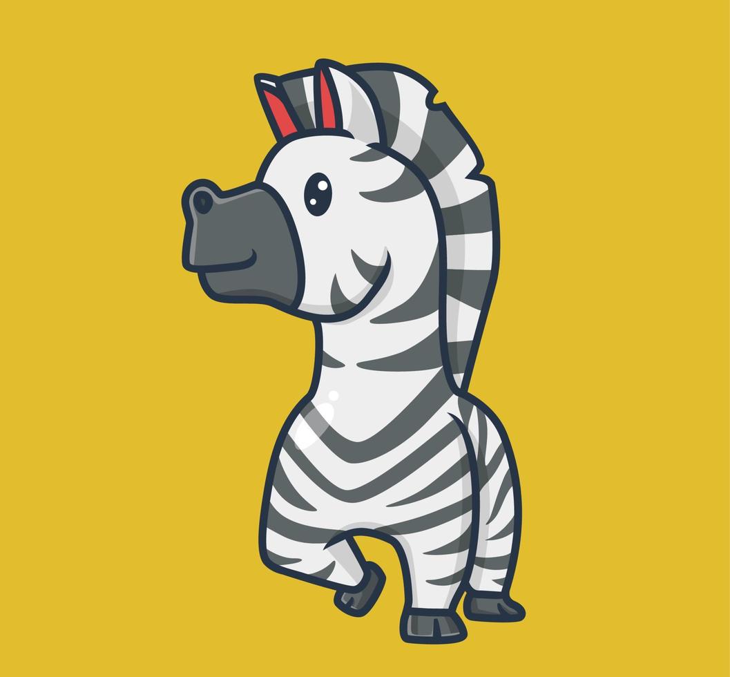 zebra fofa andando. ilustração isolada do conceito de natureza animal dos desenhos animados. estilo plano adequado para vetor de logotipo premium de design de ícone de adesivo. personagem mascote