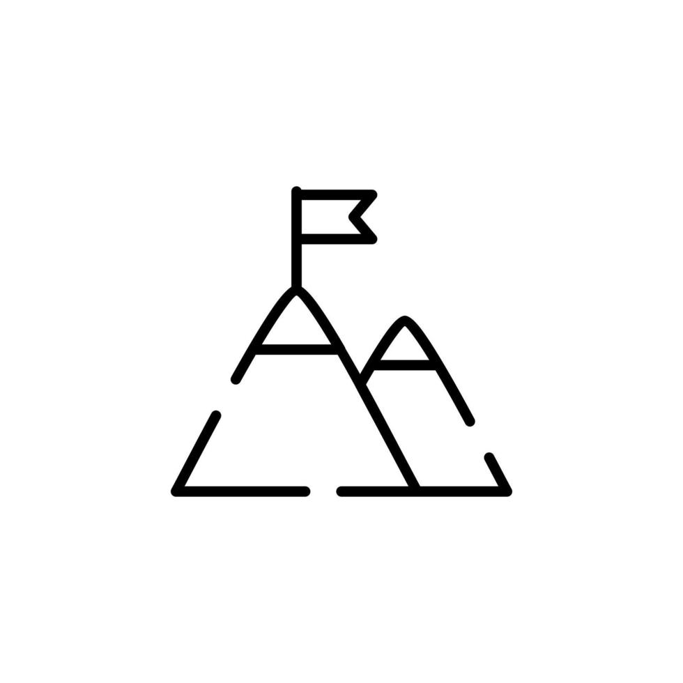 montanha, colina, monte, modelo de logotipo de ilustração vetorial de ícone de linha pontilhada de pico. adequado para muitos propósitos. vetor