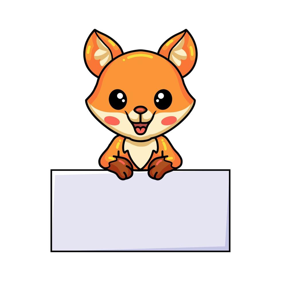 desenho de raposa bonitinha com sinal em branco vetor