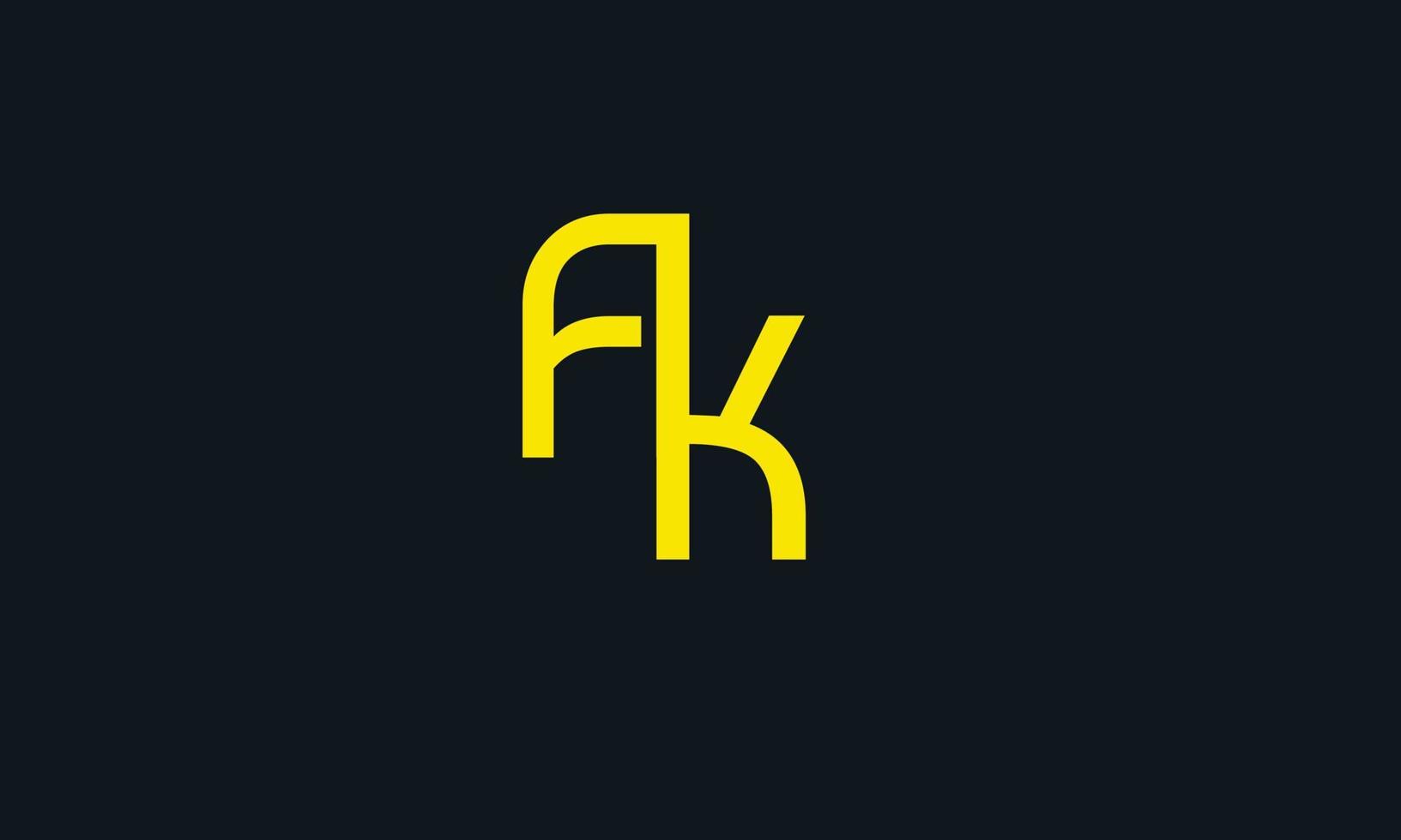 letras do alfabeto iniciais monograma logotipo fk, kf, f e k vetor