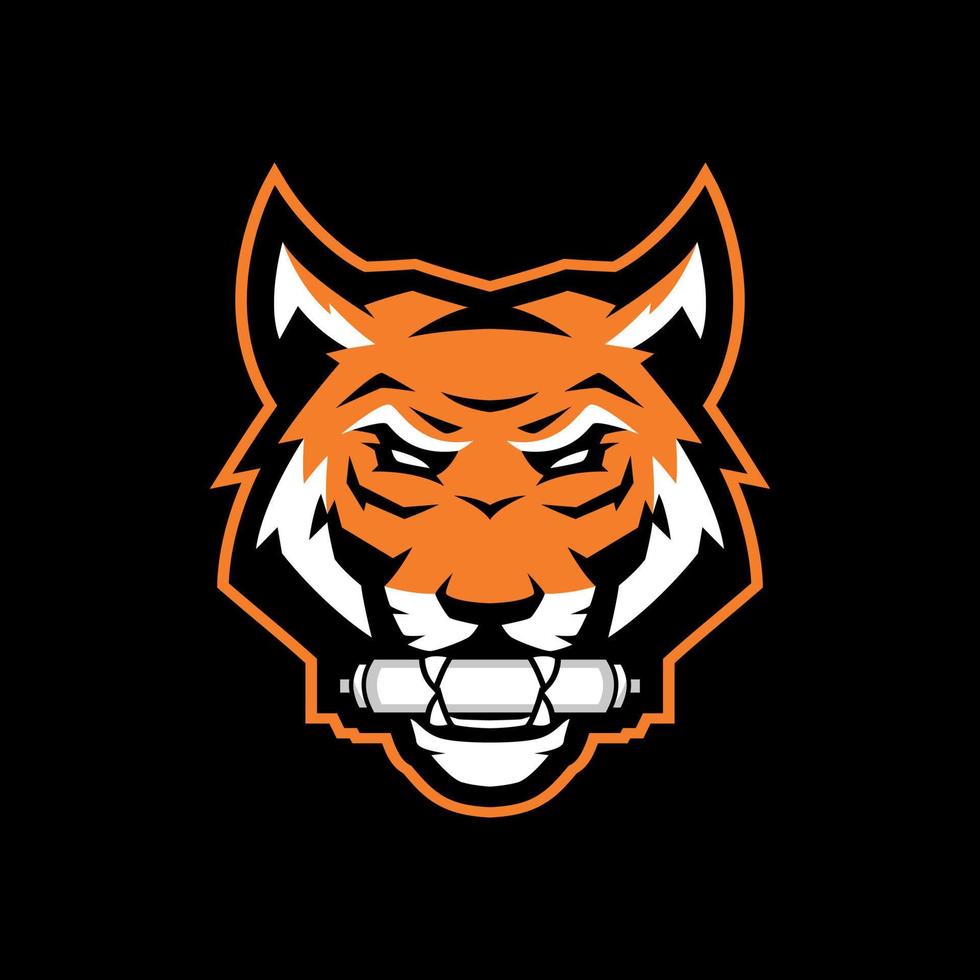 design de logotipo de mascote de rolo de tigre vetor