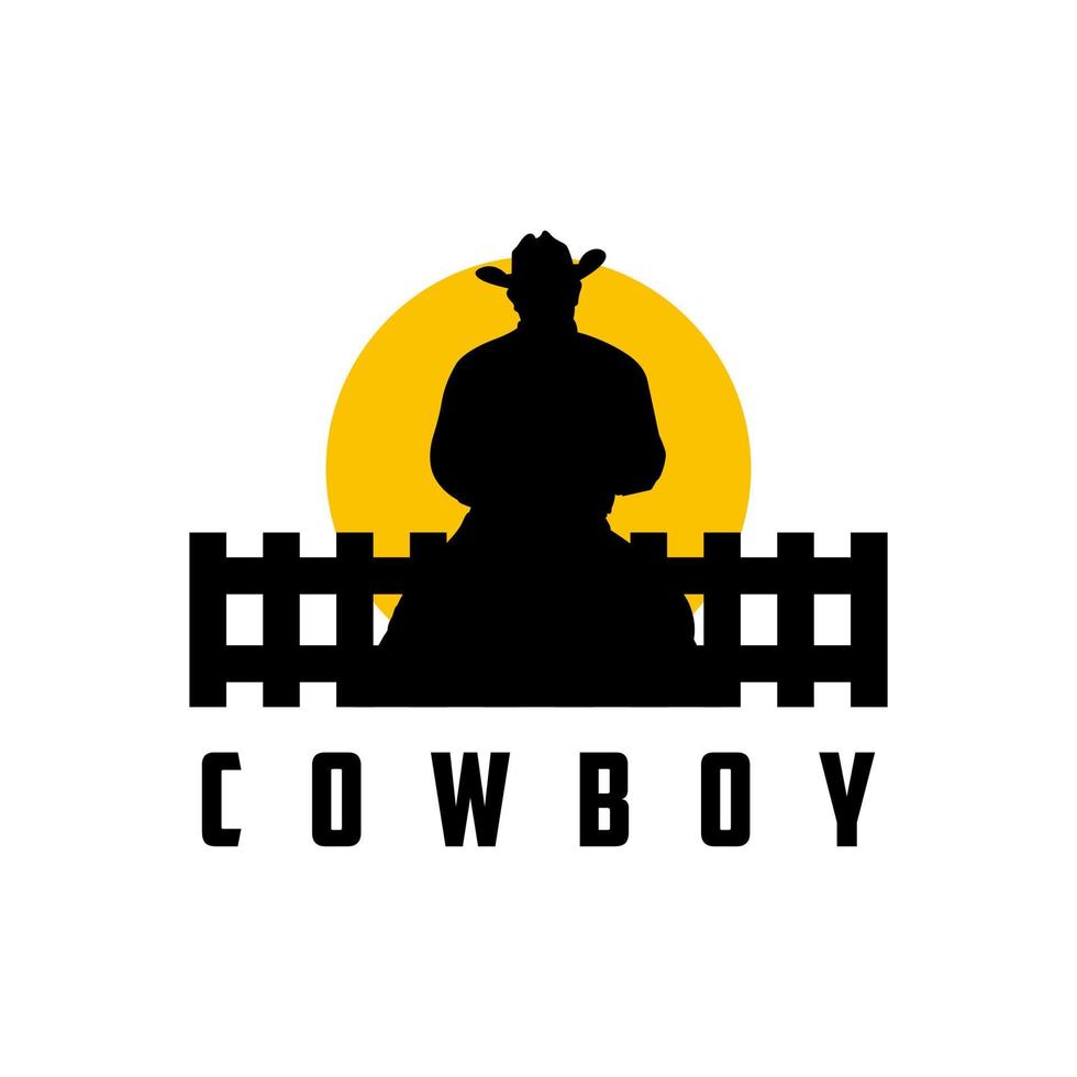 design de logotipo de silhueta de cowboy vetor