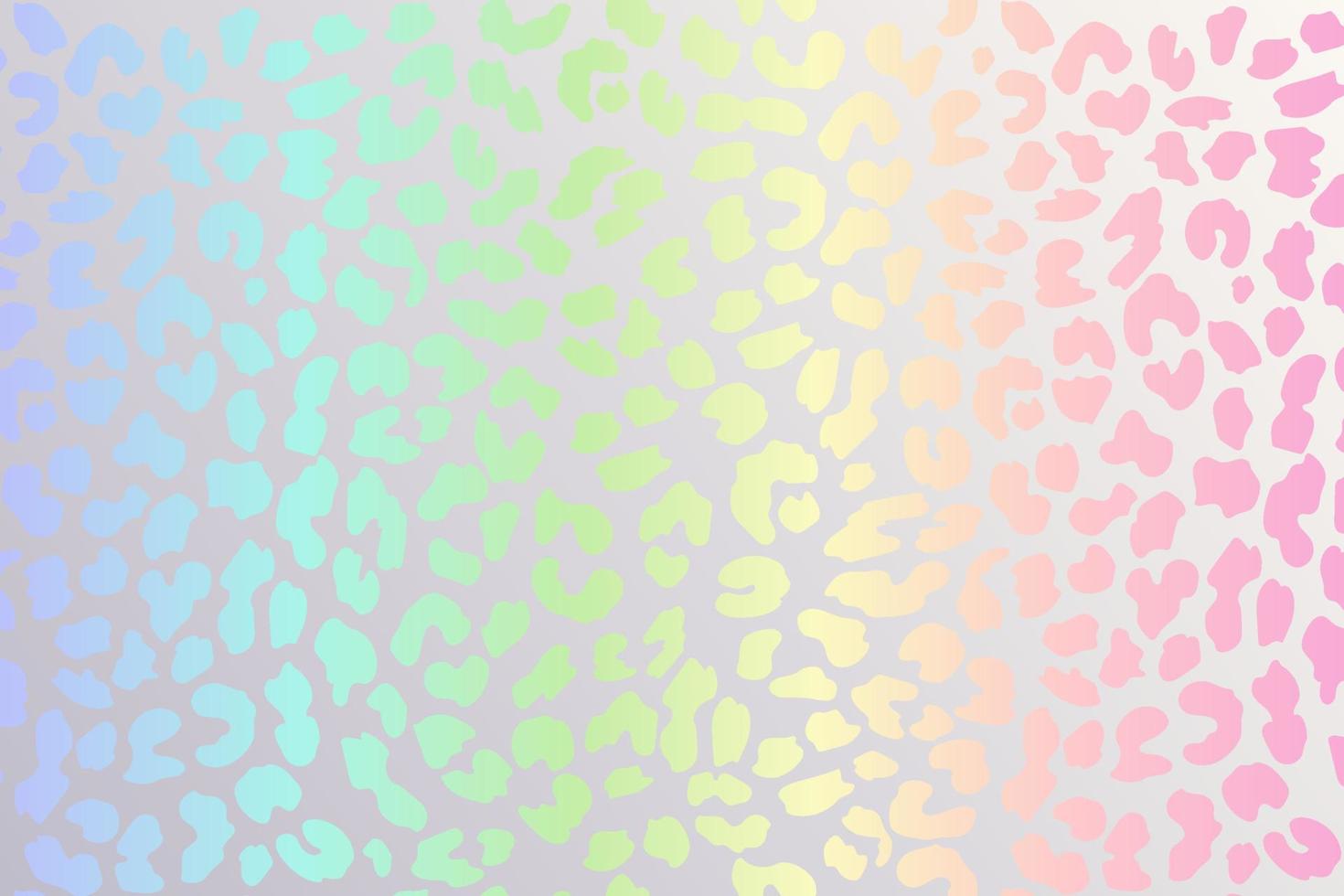 fundo de leopardo arco-íris. textura de chita de folha holográfica. impressão gradiente de padrão animal. ilustração em vetor abstrato pastel.
