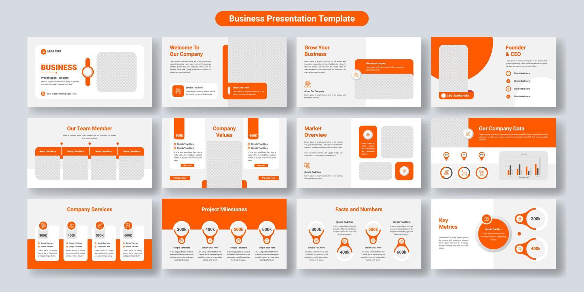 conjunto de design de modelo de slide de apresentação de negócios criativos vetor