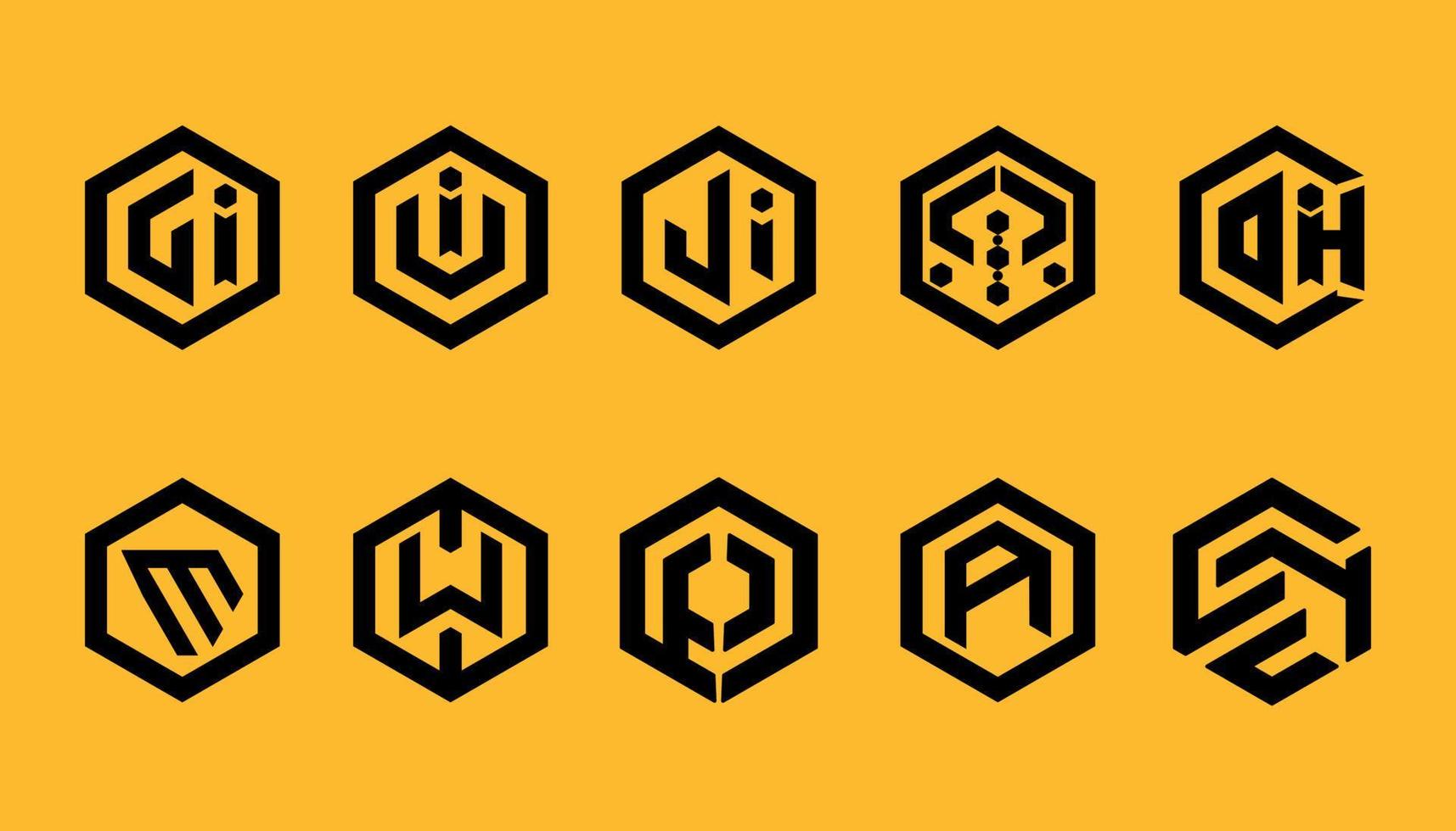modelo de design de ícone de logotipo de negócios abstrato geometria gi, vi,ji,dh,e,w,p,a vetor