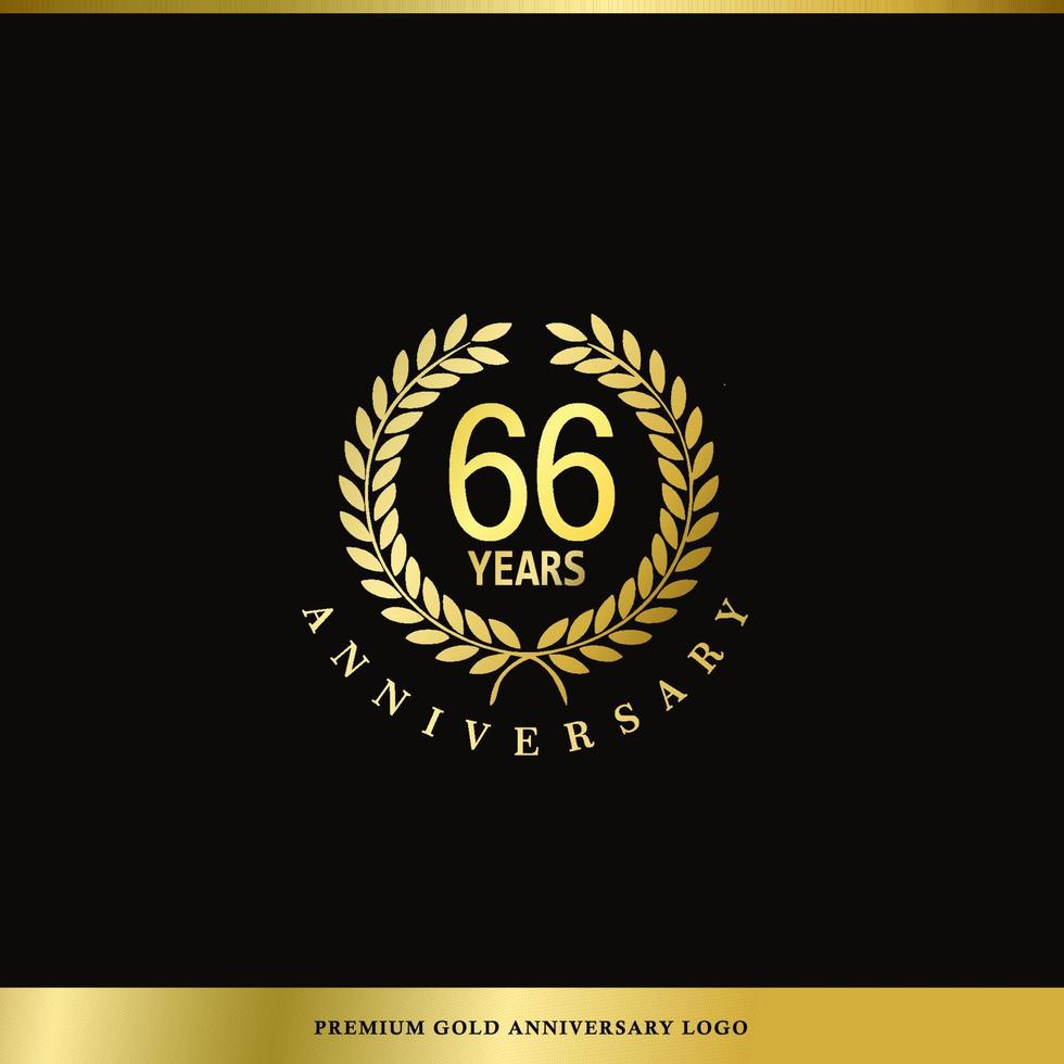aniversário de logotipo de luxo 66 anos usado para hotel, spa, restaurante, vip, moda e identidade de marca premium. vetor