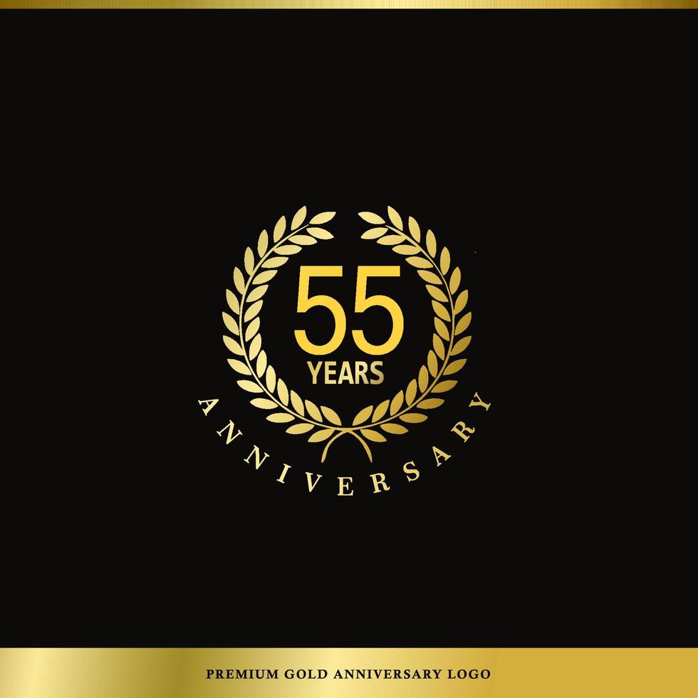 aniversário de logotipo de luxo 55 anos usado para hotel, spa, restaurante, vip, moda e identidade de marca premium. vetor
