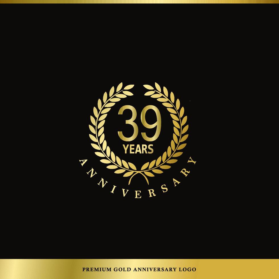 aniversário de logotipo de luxo 39 anos usado para hotel, spa, restaurante, vip, moda e identidade de marca premium. vetor