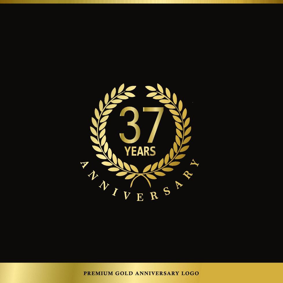 aniversário de logotipo de luxo 37 anos usado para hotel, spa, restaurante, vip, moda e identidade de marca premium. vetor