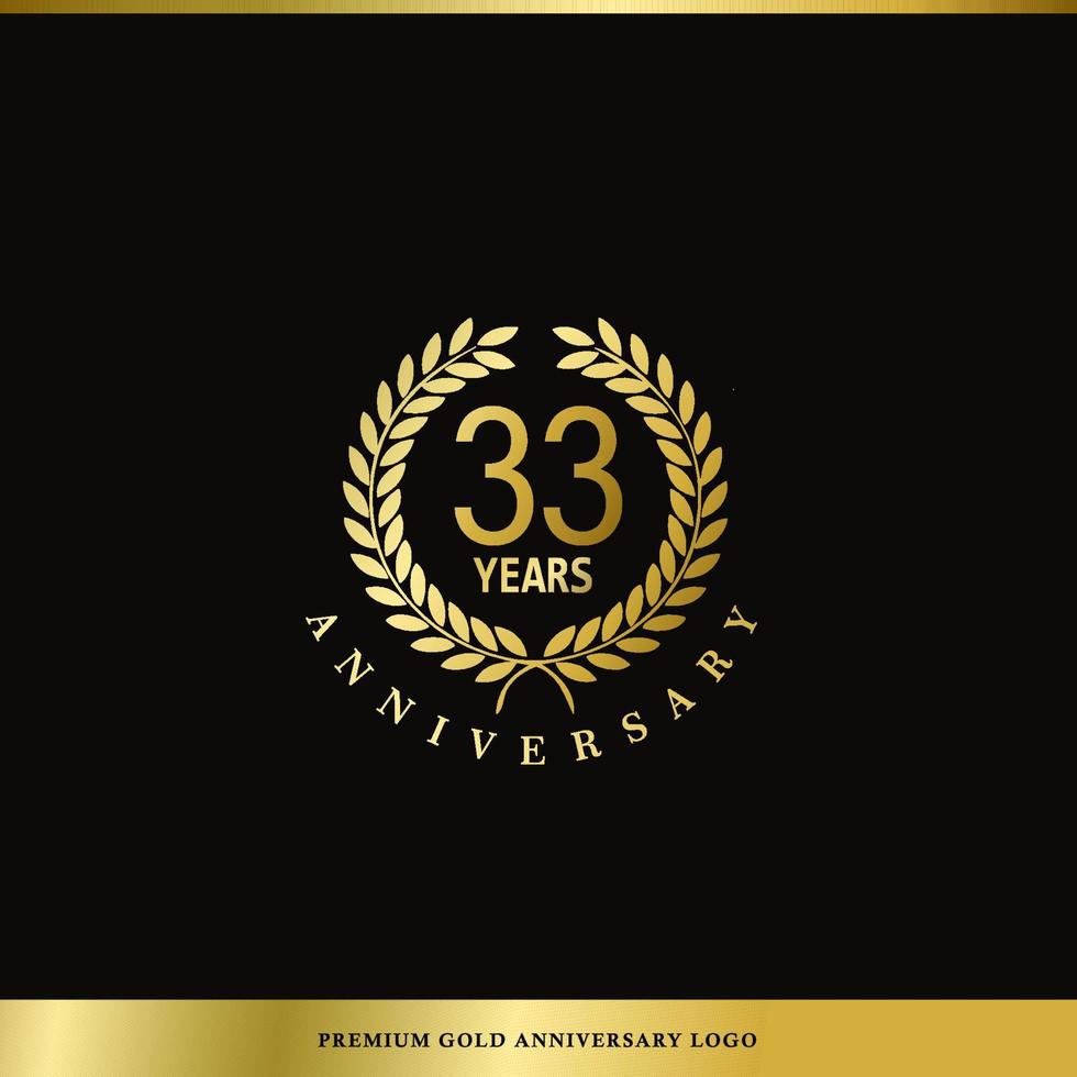 aniversário de logotipo de luxo 33 anos usado para hotel, spa, restaurante, vip, moda e identidade de marca premium. vetor