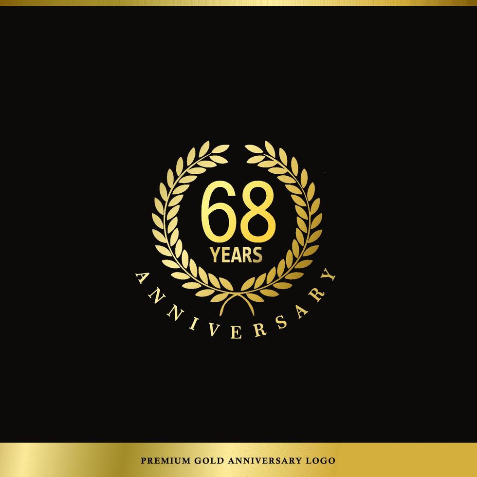 aniversário de logotipo de luxo 68 anos usado para hotel, spa, restaurante, vip, moda e identidade de marca premium. vetor