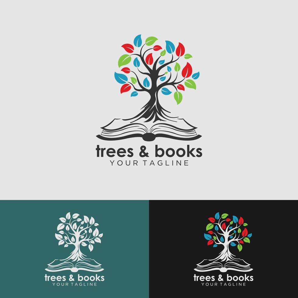 vetor de estoque de logotipo de vetor de árvore de livro