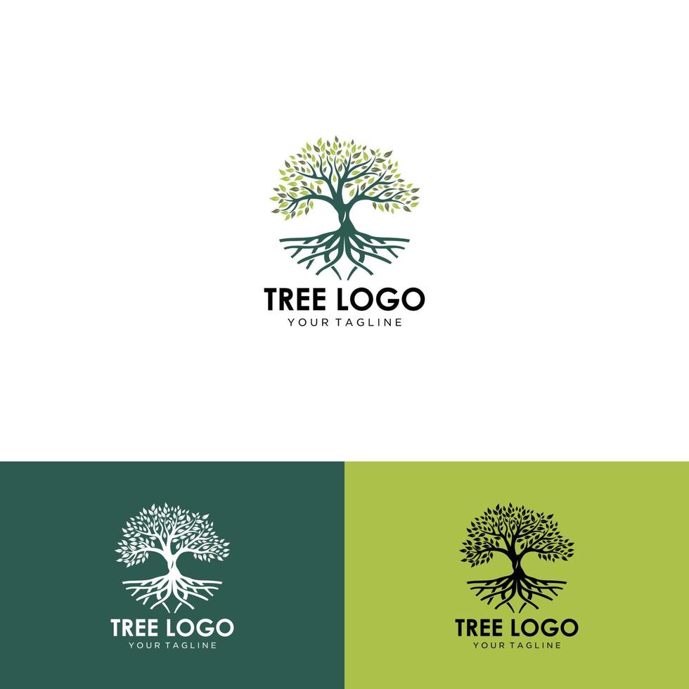 logotipo de árvore criativa e modelo de vetor de ícone