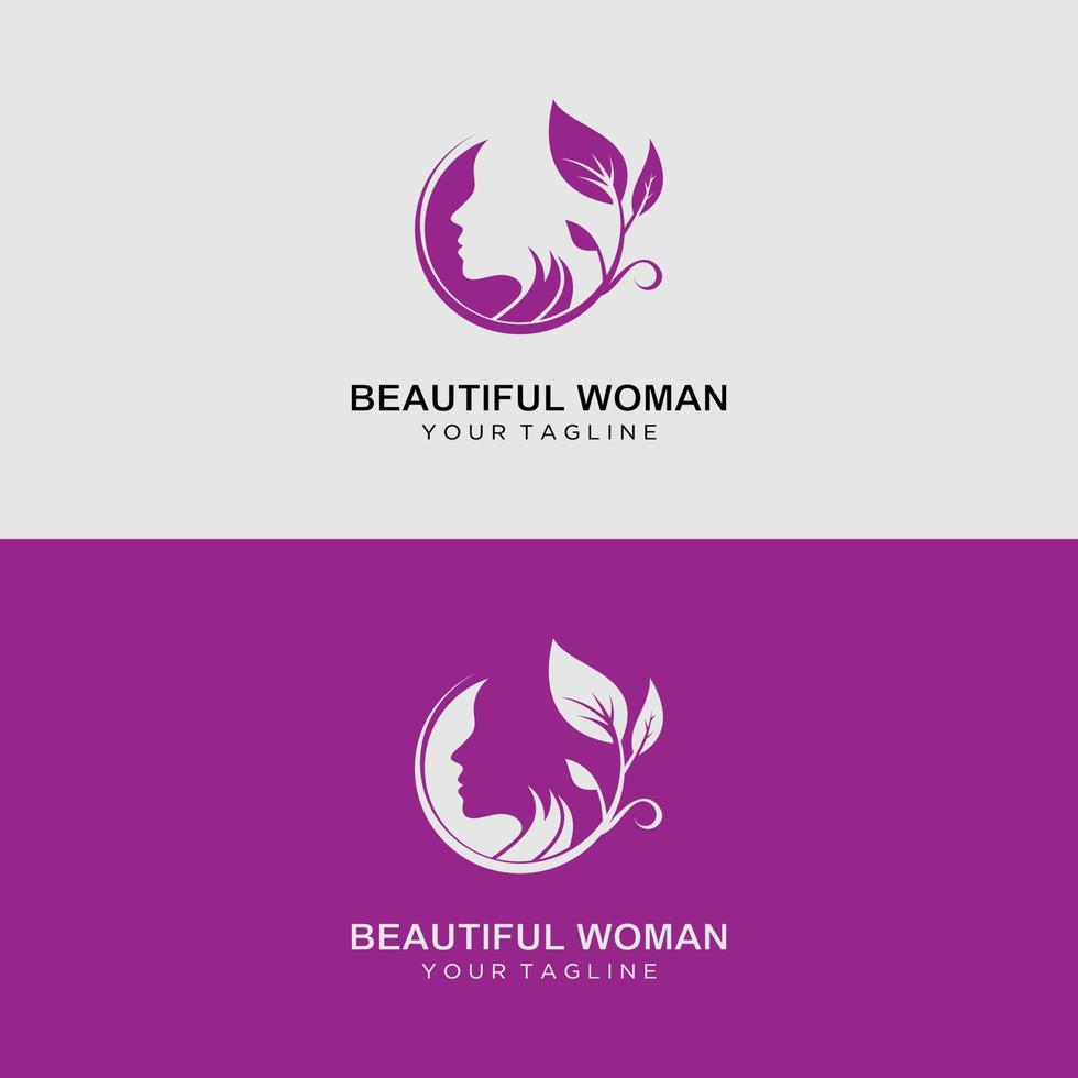 logotipo de rosto de mulher de beleza vetor