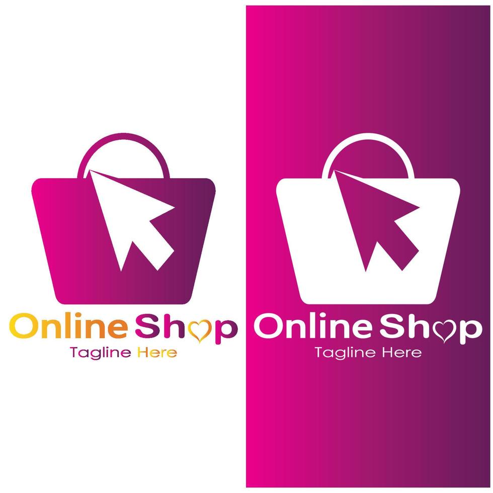 sacola de compras de logotipo de comércio eletrônico e carrinho de compras on-line e design de logotipo de loja on-line com conceito moderno vetor